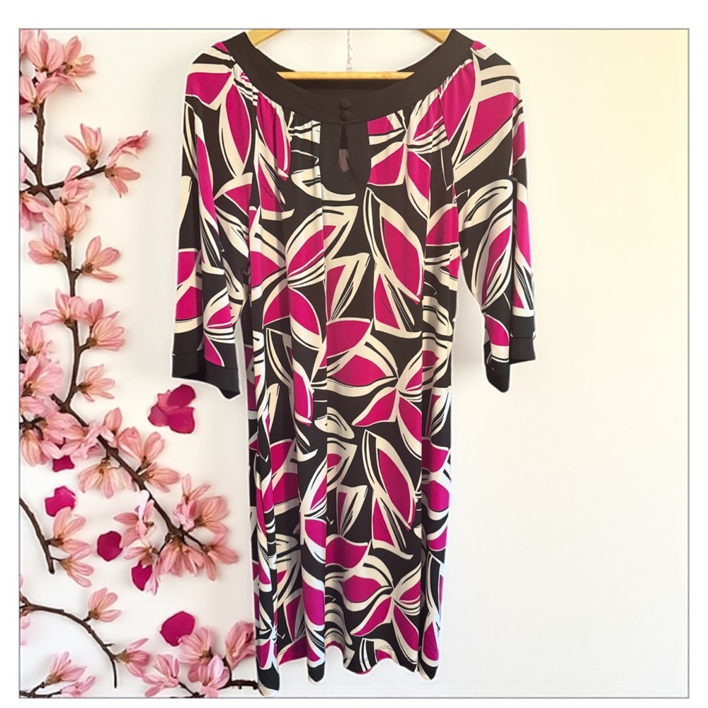 CHICOS ‘s Scoop Neck Fit & Flare 3/4 sleeve dress size 3 NWOT - Picture 3 of 8